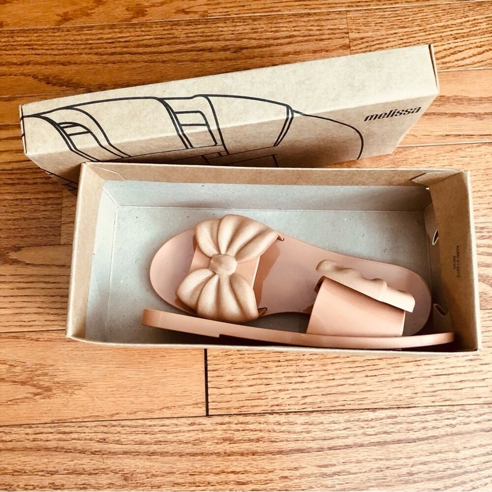 Melissa Babe Bow Slide Coquette Jelly Beige Sandals Women’s Size 8 - Picture 2 of 10